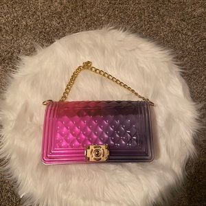 Pink and purple jelly purse